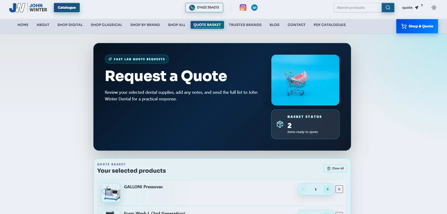 Desktop view of another John Winter Dental website page