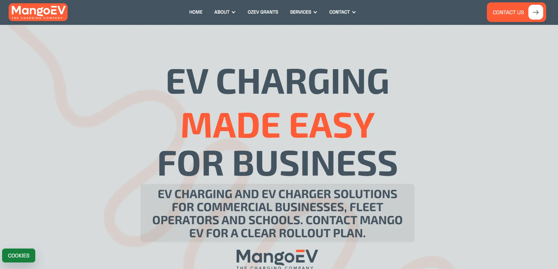 MangoEV website homepage preview