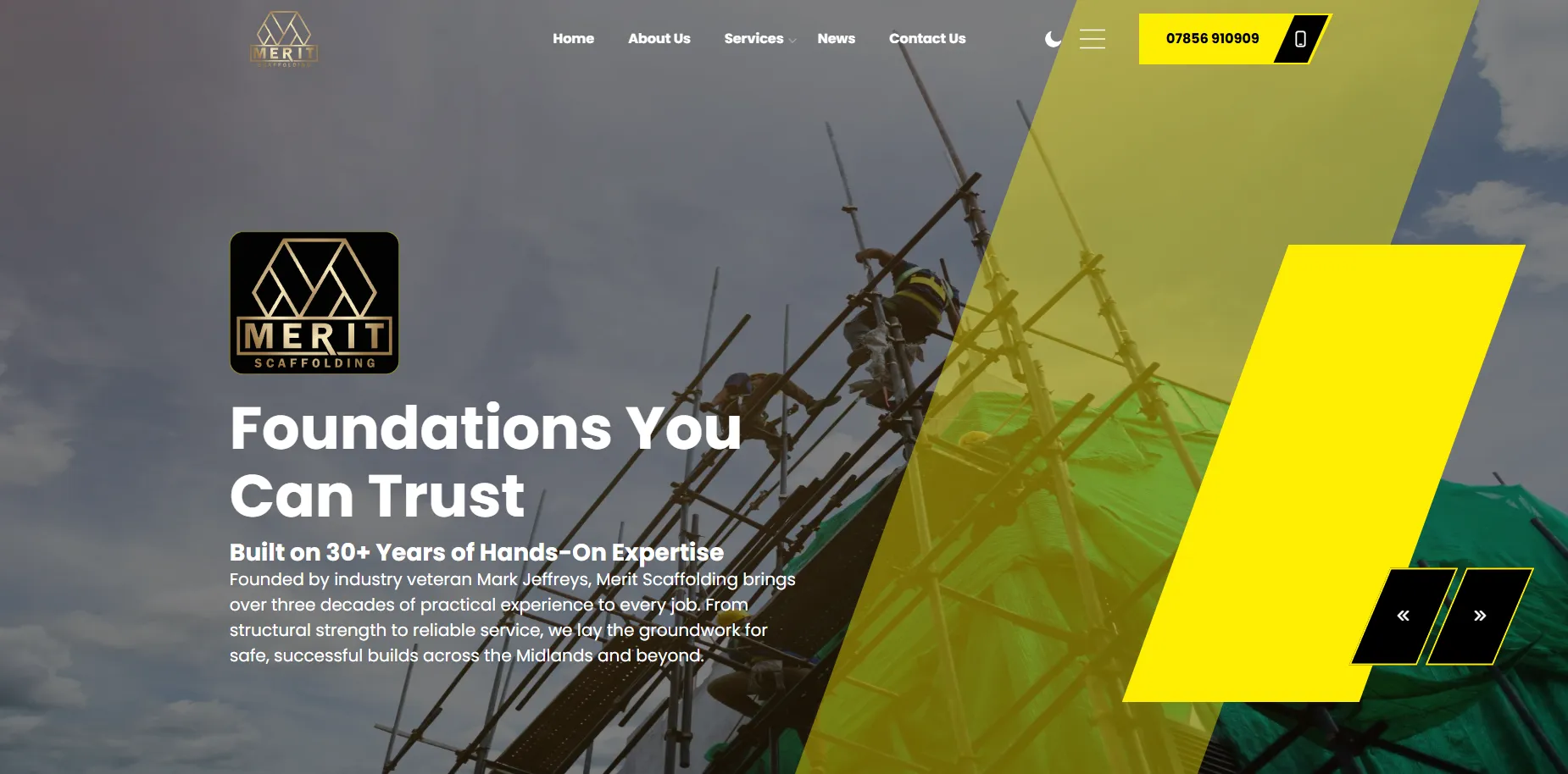 Merit Scaffolding website homepage preview