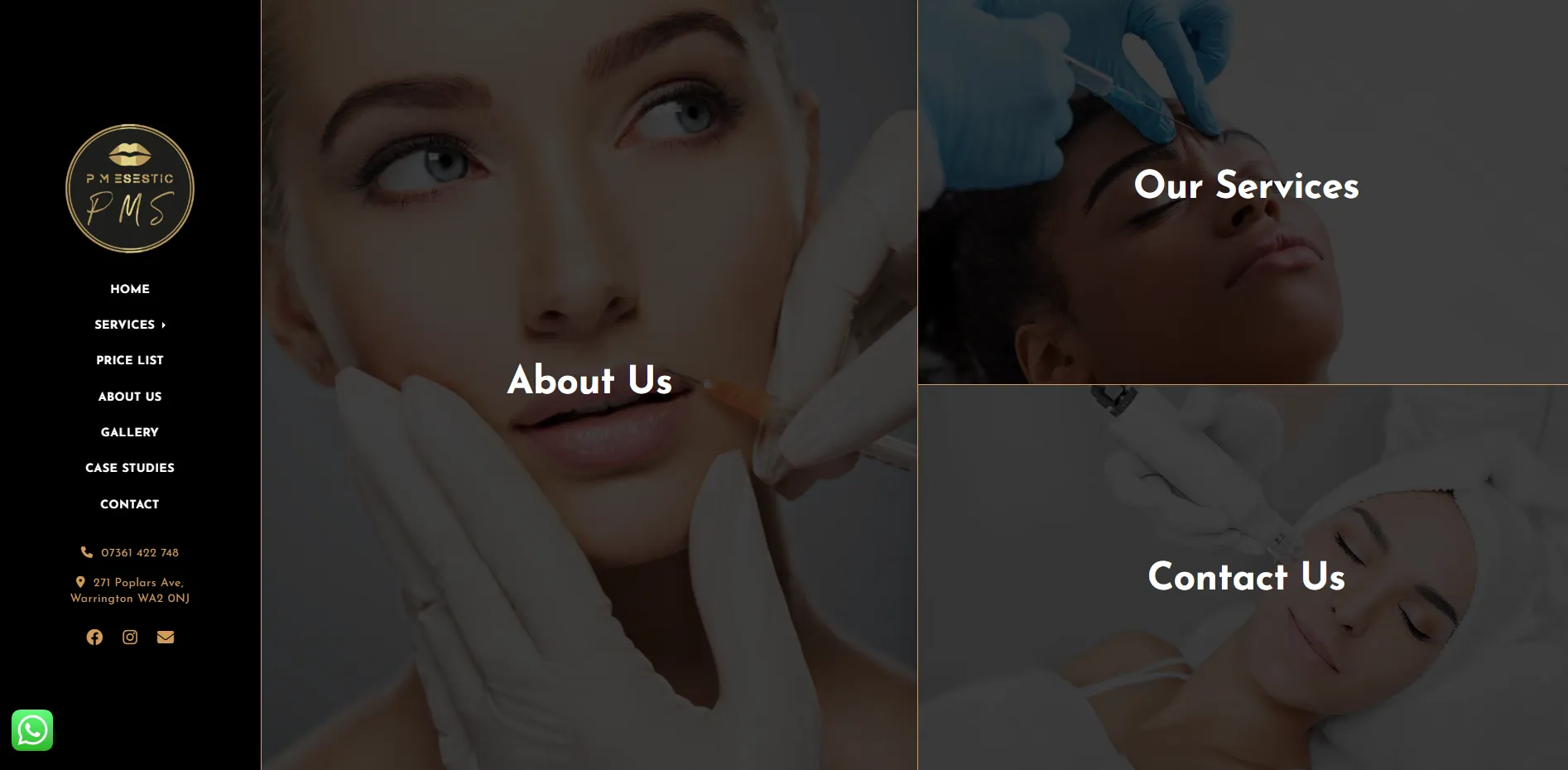 PMS Aesthetics website homepage preview