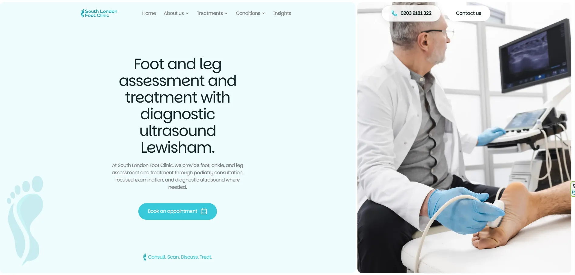 South London Foot Clinic website homepage preview